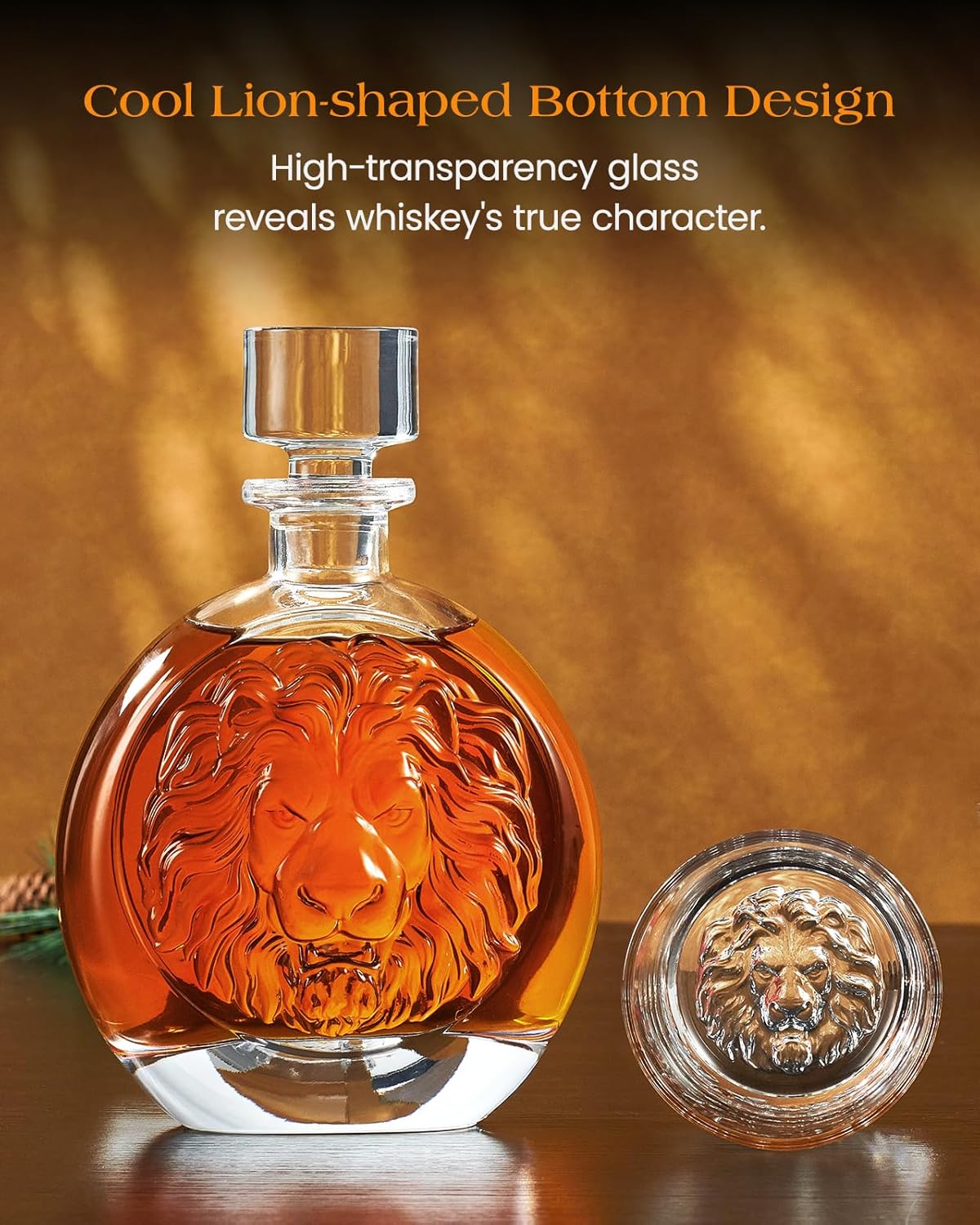 Kollea Engraved Lion Whiskey Decanter Set
